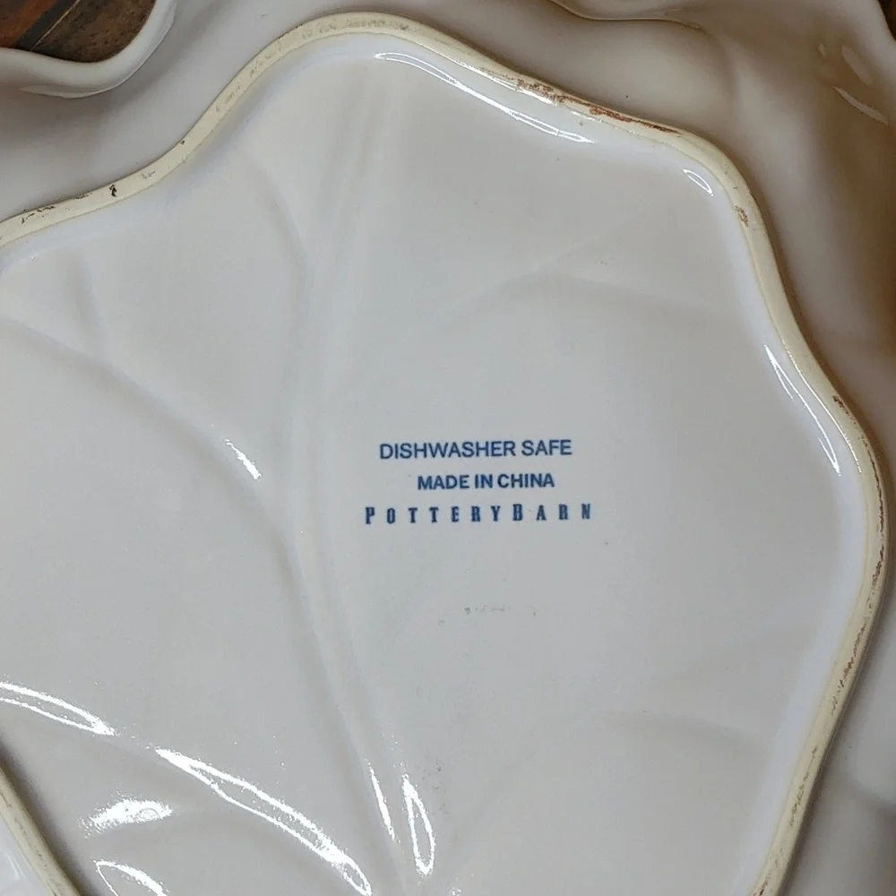 Pottery Barn Ceramic Leaf Shape Serving Bowl
